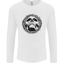A Skull in Thorns Gothic Christ Jesus Mens Long Sleeve T-Shirt White
