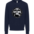 A Skull in Thorns Gothic Christ Jesus Mens Sweatshirt Jumper Navy Blue
