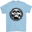 A Skull in Thorns Gothic Christ Jesus Mens T-Shirt Cotton Gildan Light Blue