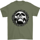 A Skull in Thorns Gothic Christ Jesus Mens T-Shirt Cotton Gildan Military Green