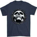 A Skull in Thorns Gothic Christ Jesus Mens T-Shirt Cotton Gildan Navy Blue