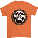 A Skull in Thorns Gothic Christ Jesus Mens T-Shirt Cotton Gildan Orange
