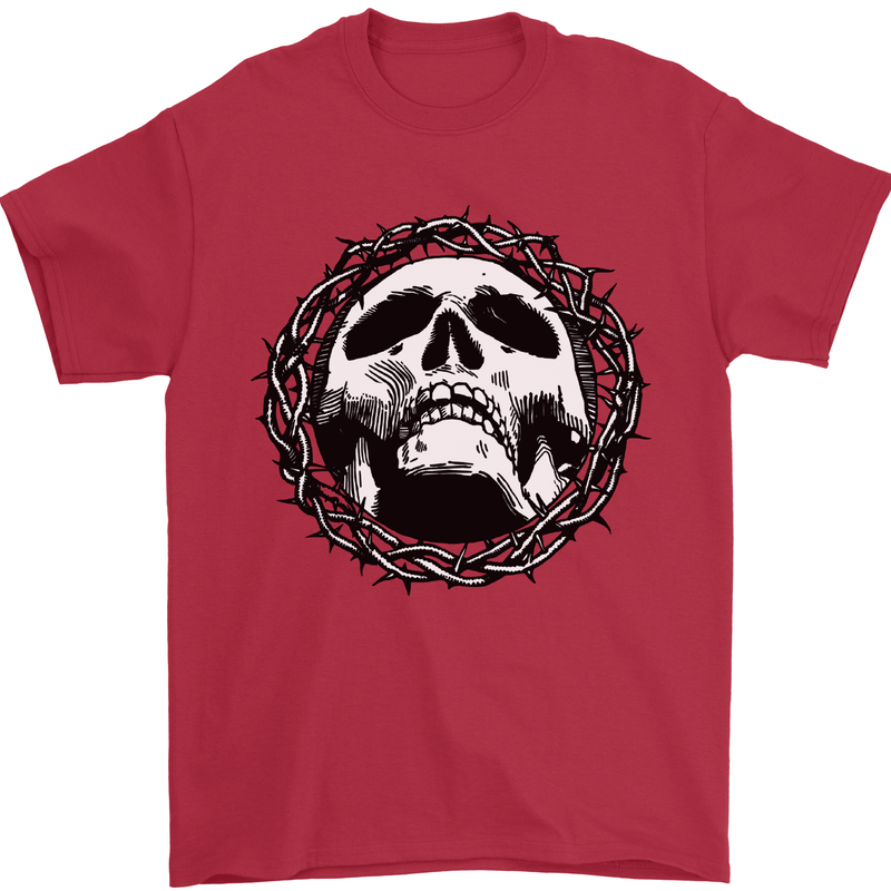 A Skull in Thorns Gothic Christ Jesus Mens T-Shirt Cotton Gildan Red
