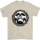 A Skull in Thorns Gothic Christ Jesus Mens T-Shirt Cotton Gildan Sand