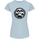A Skull in Thorns Gothic Christ Jesus Womens Petite Cut T-Shirt Light Blue