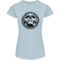 A Skull in Thorns Gothic Christ Jesus Womens Petite Cut T-Shirt Light Blue