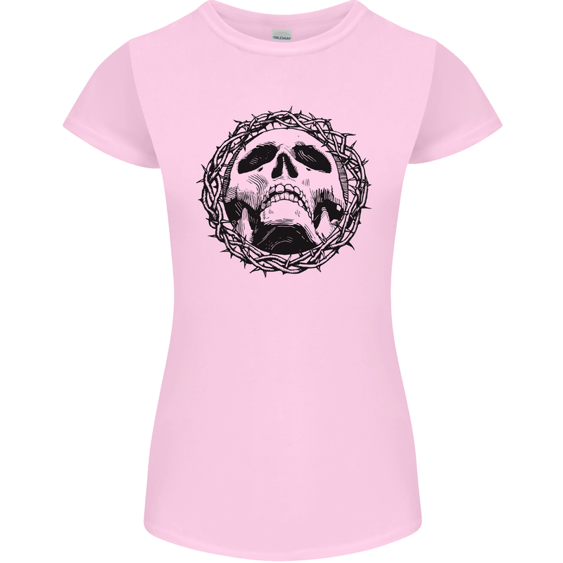 A Skull in Thorns Gothic Christ Jesus Womens Petite Cut T-Shirt Light Pink