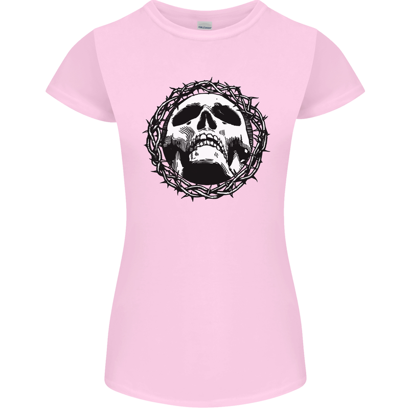 A Skull in Thorns Gothic Christ Jesus Womens Petite Cut T-Shirt Light Pink