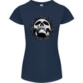 A Skull in Thorns Gothic Christ Jesus Womens Petite Cut T-Shirt Navy Blue