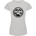 A Skull in Thorns Gothic Christ Jesus Womens Petite Cut T-Shirt Sports Grey