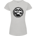 A Skull in Thorns Gothic Christ Jesus Womens Petite Cut T-Shirt Sports Grey