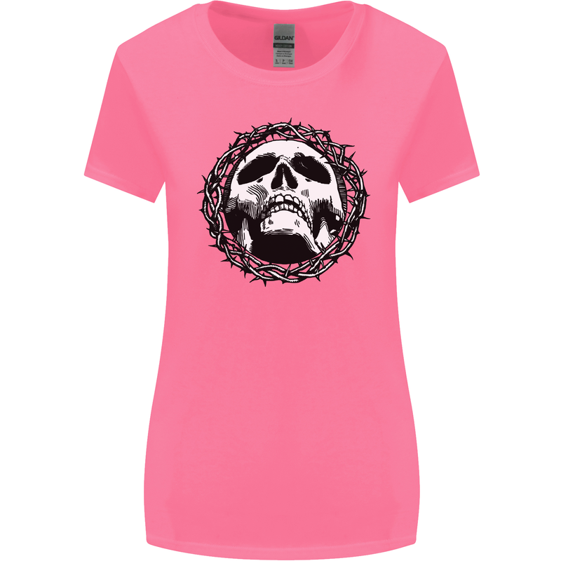 A Skull in Thorns Gothic Christ Jesus Womens Wider Cut T-Shirt Azalea
