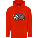 A Sleeping Badger Childrens Kids Hoodie Bright Red