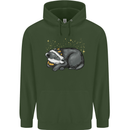 A Sleeping Badger Childrens Kids Hoodie Forest Green