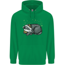 A Sleeping Badger Childrens Kids Hoodie Irish Green