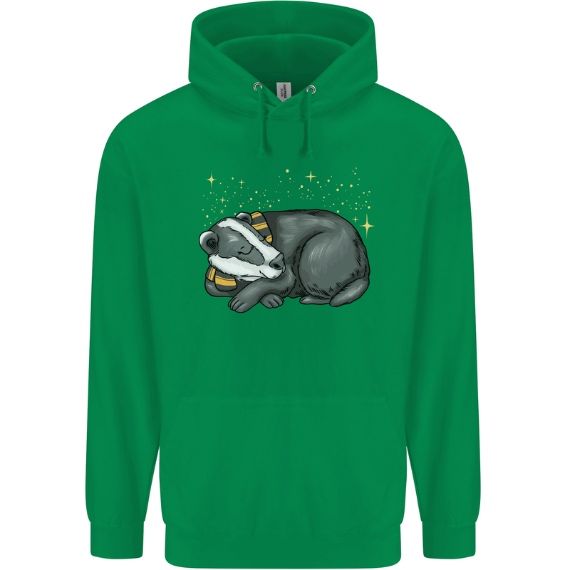 A Sleeping Badger Childrens Kids Hoodie Irish Green