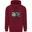 A Sleeping Badger Childrens Kids Hoodie Maroon