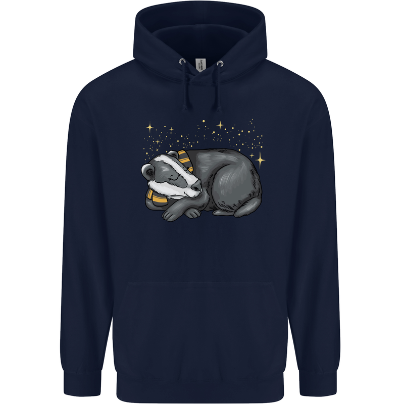 A Sleeping Badger Childrens Kids Hoodie Navy Blue