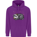 A Sleeping Badger Childrens Kids Hoodie Purple