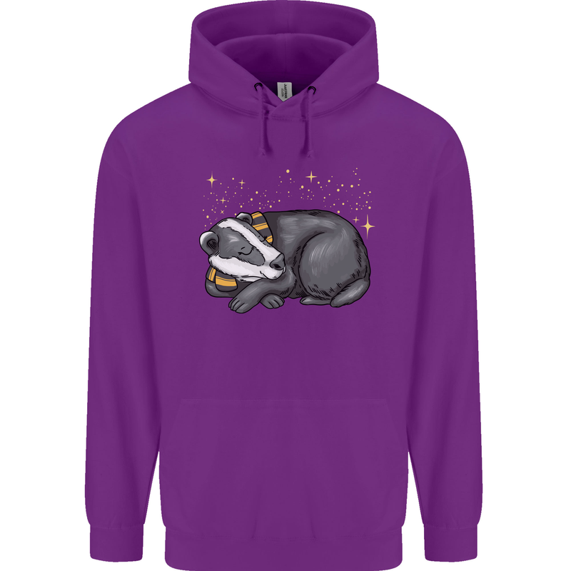 A Sleeping Badger Childrens Kids Hoodie Purple