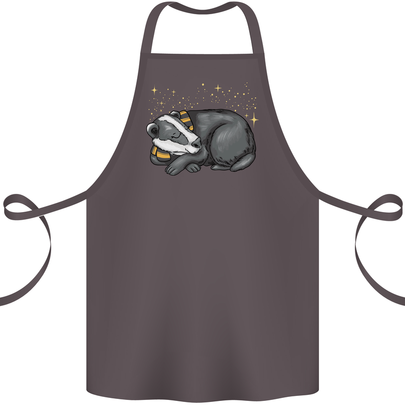A Sleeping Badger Cotton Apron 100% Organic Dark Grey