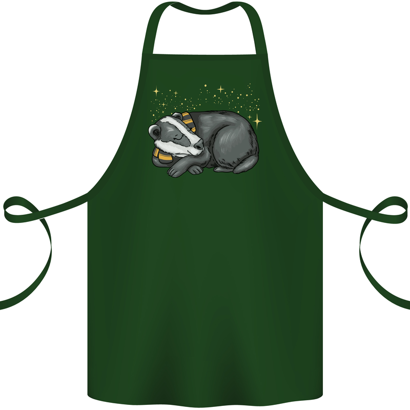 A Sleeping Badger Cotton Apron 100% Organic Forest Green