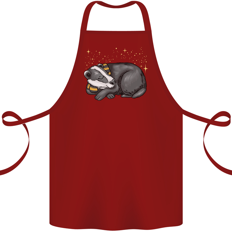 A Sleeping Badger Cotton Apron 100% Organic Maroon
