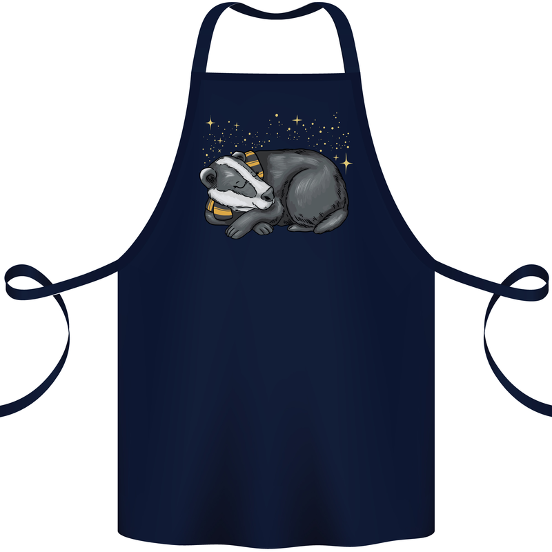 A Sleeping Badger Cotton Apron 100% Organic Navy Blue