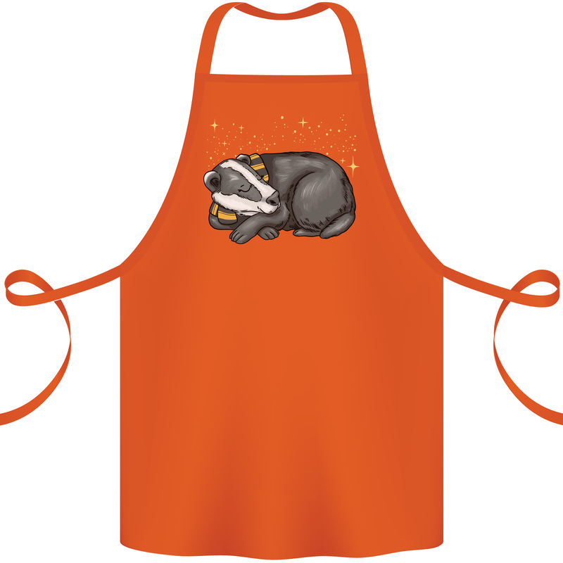 A Sleeping Badger Cotton Apron 100% Organic Orange