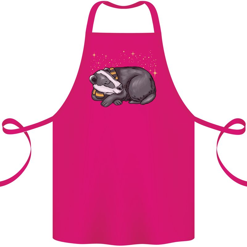 A Sleeping Badger Cotton Apron 100% Organic Pink