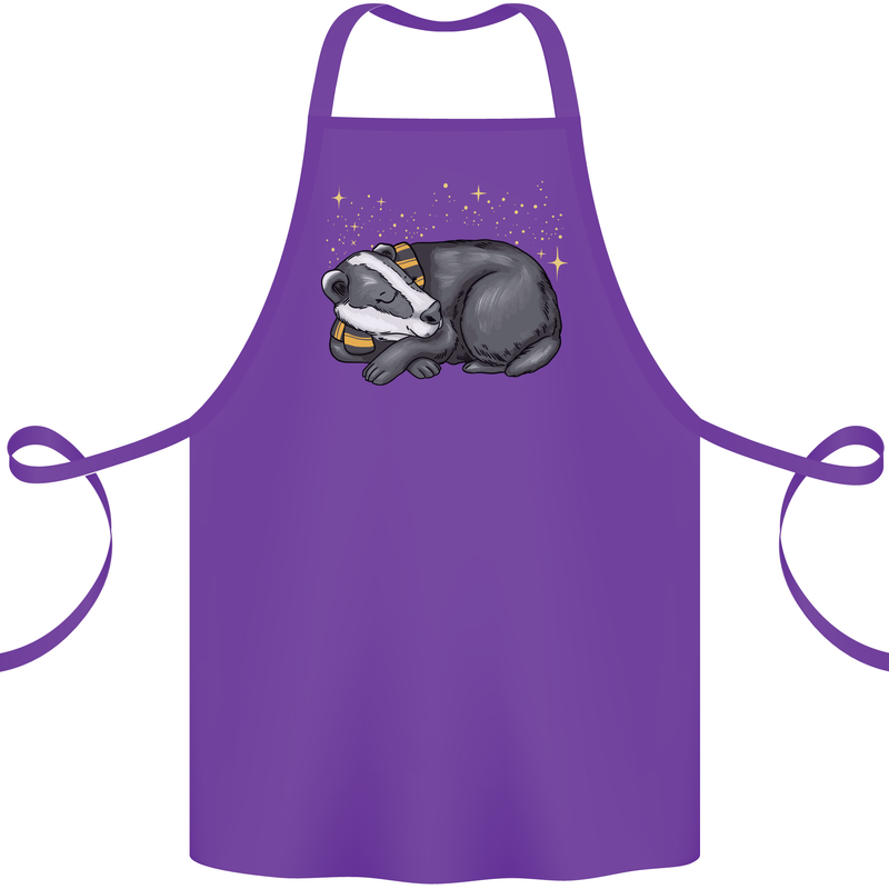 A Sleeping Badger Cotton Apron 100% Organic Purple