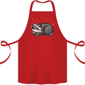 A Sleeping Badger Cotton Apron 100% Organic Red