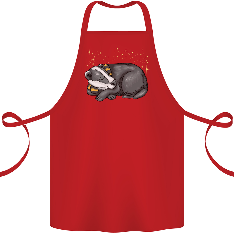 A Sleeping Badger Cotton Apron 100% Organic Red