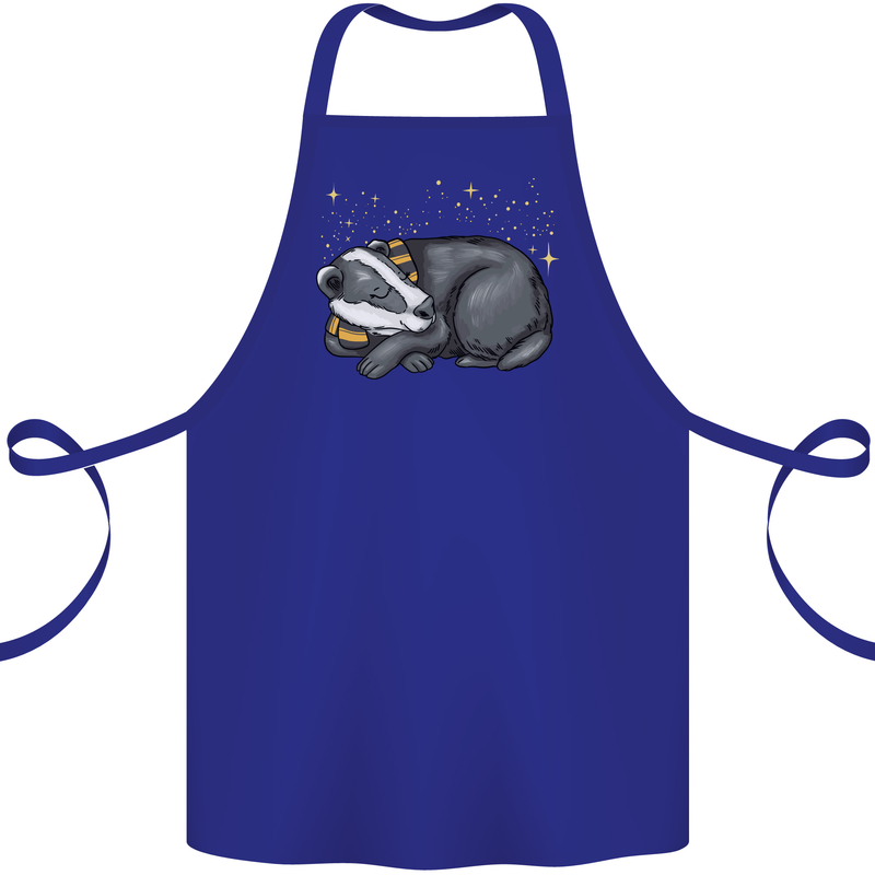 A Sleeping Badger Cotton Apron 100% Organic Royal Blue
