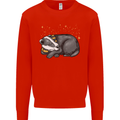 A Sleeping Badger Kids Sweatshirt Jumper Bright Red
