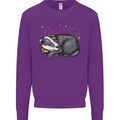 A Sleeping Badger Kids Sweatshirt Jumper Purple