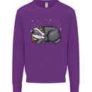 A Sleeping Badger Kids Sweatshirt Jumper Purple