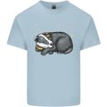 A Sleeping Badger Kids T-Shirt Childrens Light Blue
