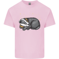 A Sleeping Badger Kids T-Shirt Childrens Light Pink