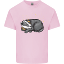 A Sleeping Badger Kids T-Shirt Childrens Light Pink