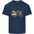 A Sleeping Badger Kids T-Shirt Childrens Navy Blue