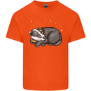 A Sleeping Badger Kids T-Shirt Childrens Orange