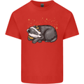 A Sleeping Badger Kids T-Shirt Childrens Red