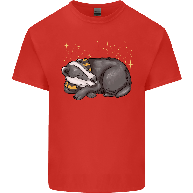 A Sleeping Badger Kids T-Shirt Childrens Red