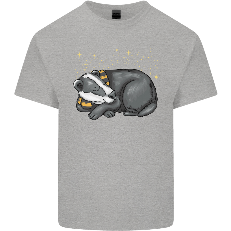 A Sleeping Badger Kids T-Shirt Childrens Sports Grey
