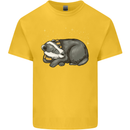 A Sleeping Badger Kids T-Shirt Childrens Yellow
