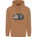 A Sleeping Badger Mens 80% Cotton Hoodie Caramel Latte