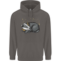 A Sleeping Badger Mens 80% Cotton Hoodie Charcoal