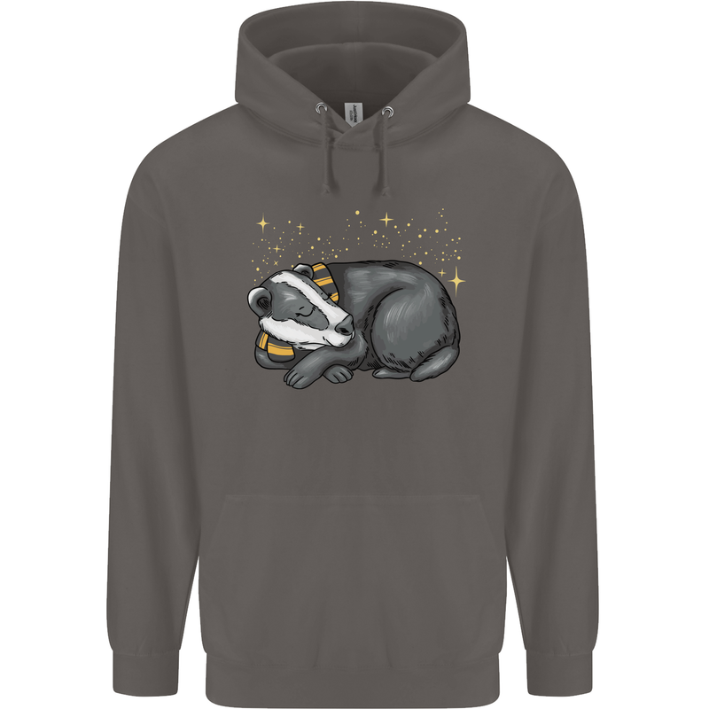 A Sleeping Badger Mens 80% Cotton Hoodie Charcoal