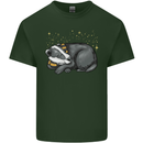 A Sleeping Badger Mens Cotton T-Shirt Tee Top Forest Green